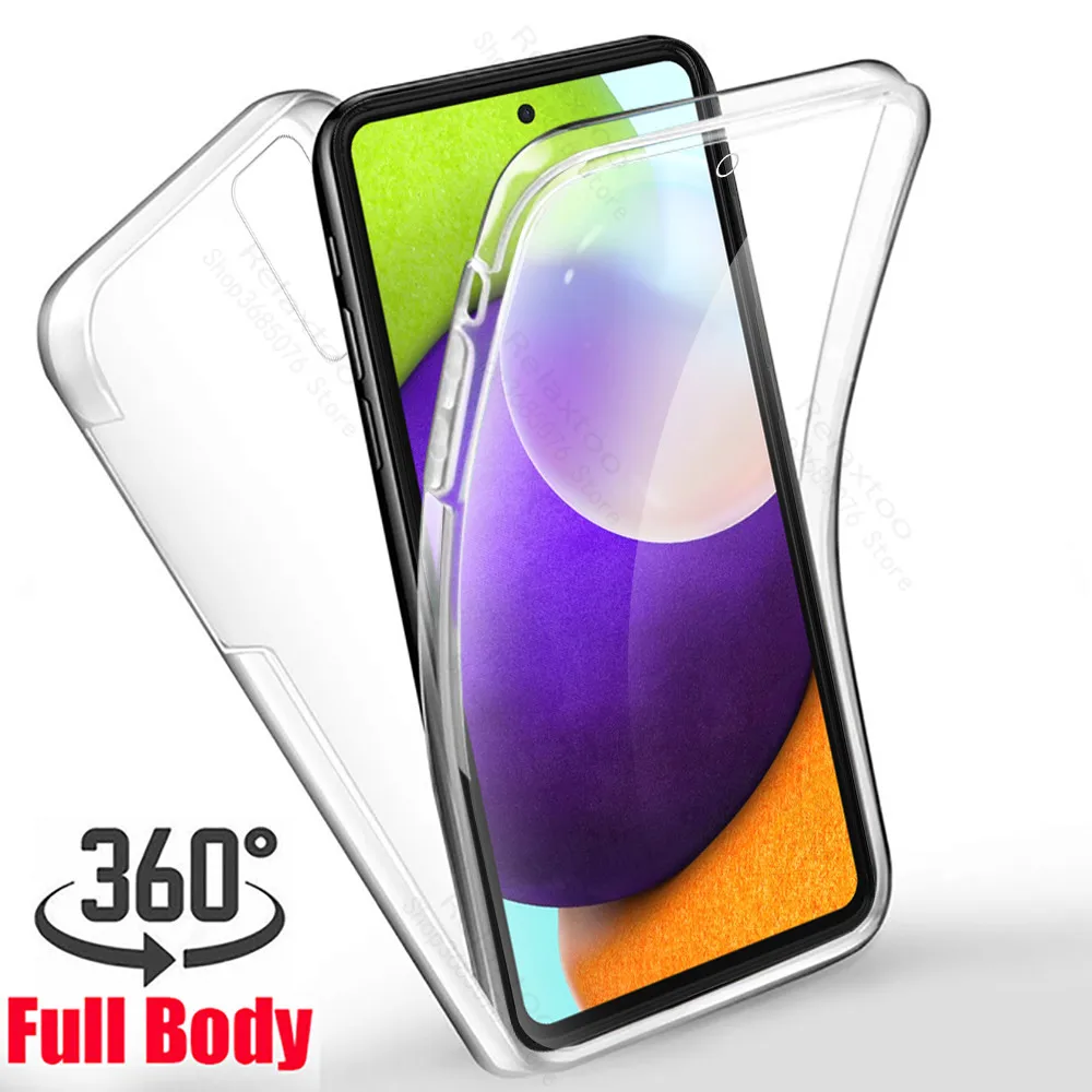 360° Полный корпусный чехол для Samsung a52 5G Двухсторонний силиконовый TPU прозрачные чехлы Galaxy A52 4G A 52 52A 6,5'' Koque on.