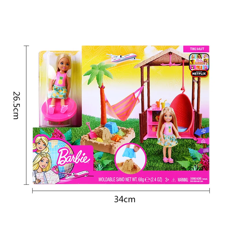 

Original Chelsea Club Barbie Doll Beach House Toys for Children Playset with Clothes Dolls Accessories Toy for Girls Brinquedos