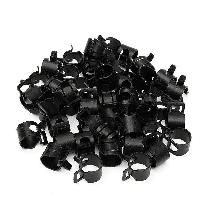 

free shipping 100pcs Hose Clamps Fuel Hose Line Water Pipe Clamp Hoops Air Tube Fastener Spring Clips M6-31mm