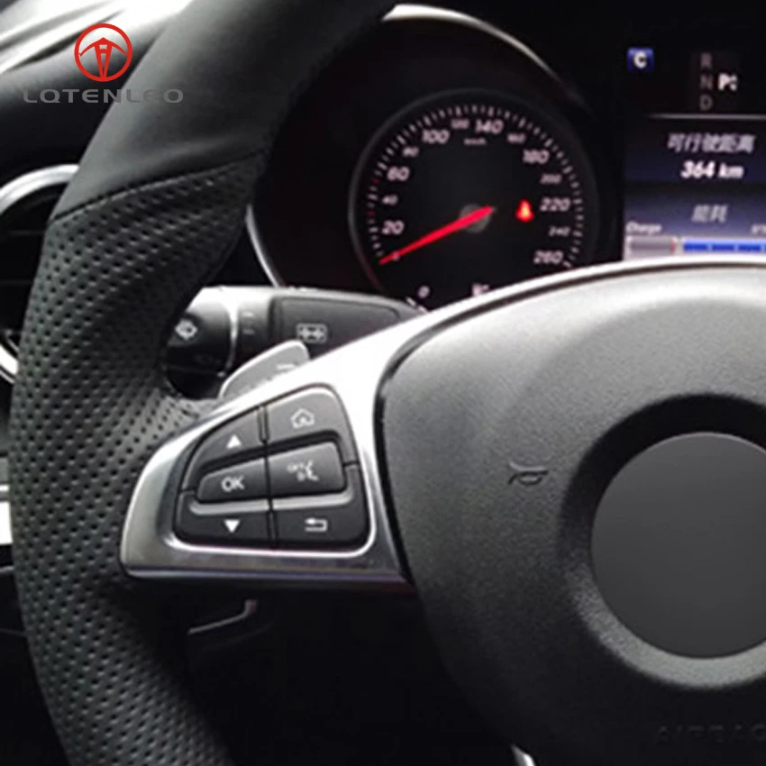 

LQTENLEO Black PU Artificial Leather Car Steering Wheel Cover For Mercedes Benz C200 C250 C300 B250 B260 A200 A250 CLA220 CLS400