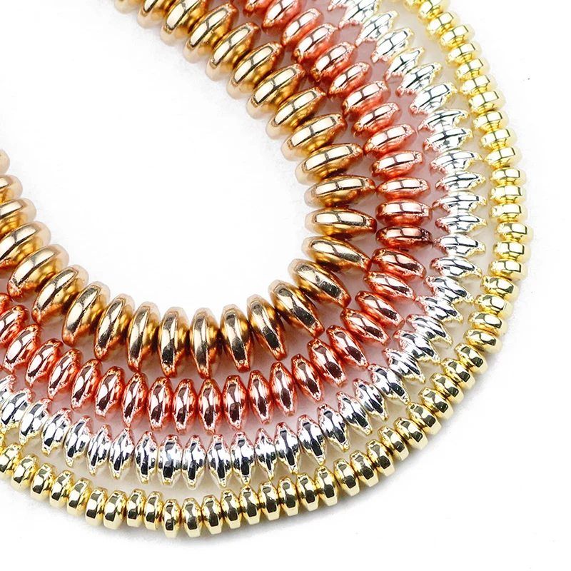 

YHBZRET Flat Round Hematite Gold Natural Stone beads 4/6/8mm oval charms loose Spacer Beads For Jewelry Making Diy Bracelet