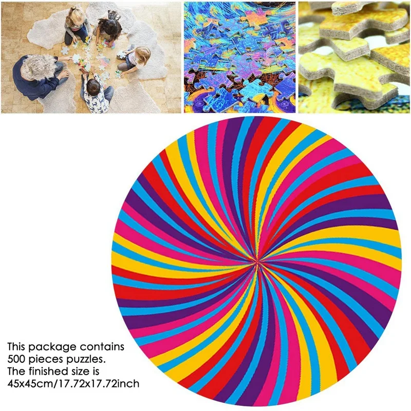 

Jigsaw Puzzle, 500 Piece Color Round Jigsaw Puzzle for Adults Teens Decompression Puzzle