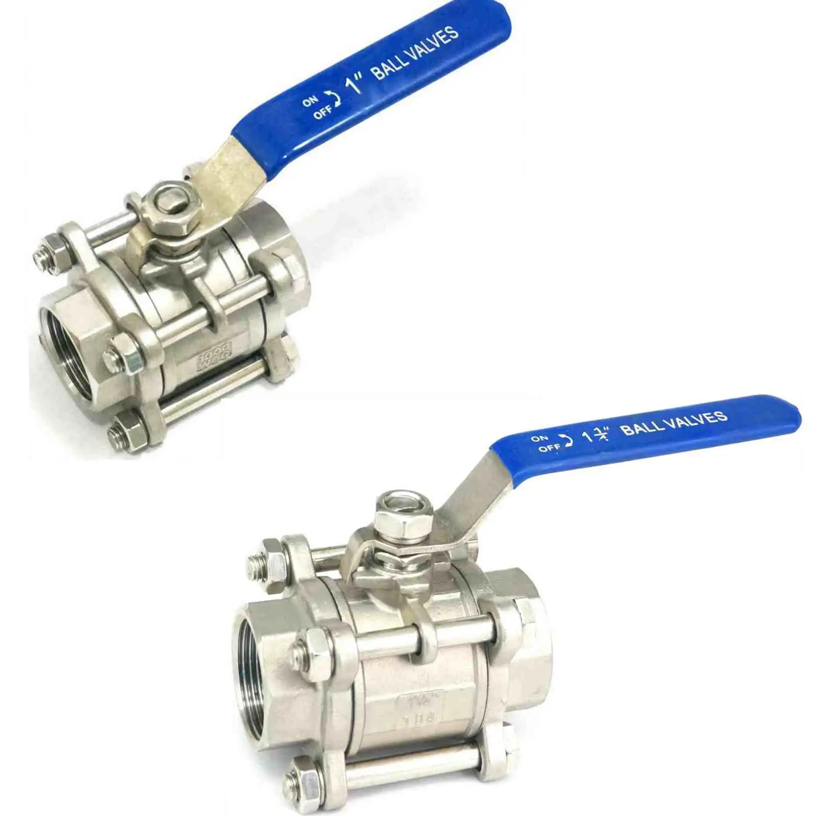 

1/4" 3/8" 1/2" 3/4" 1" 1-1/4" BSP Female 304 Stainless Steel 3-Piece Type Ball Valve 229 PSI Water Air Oil