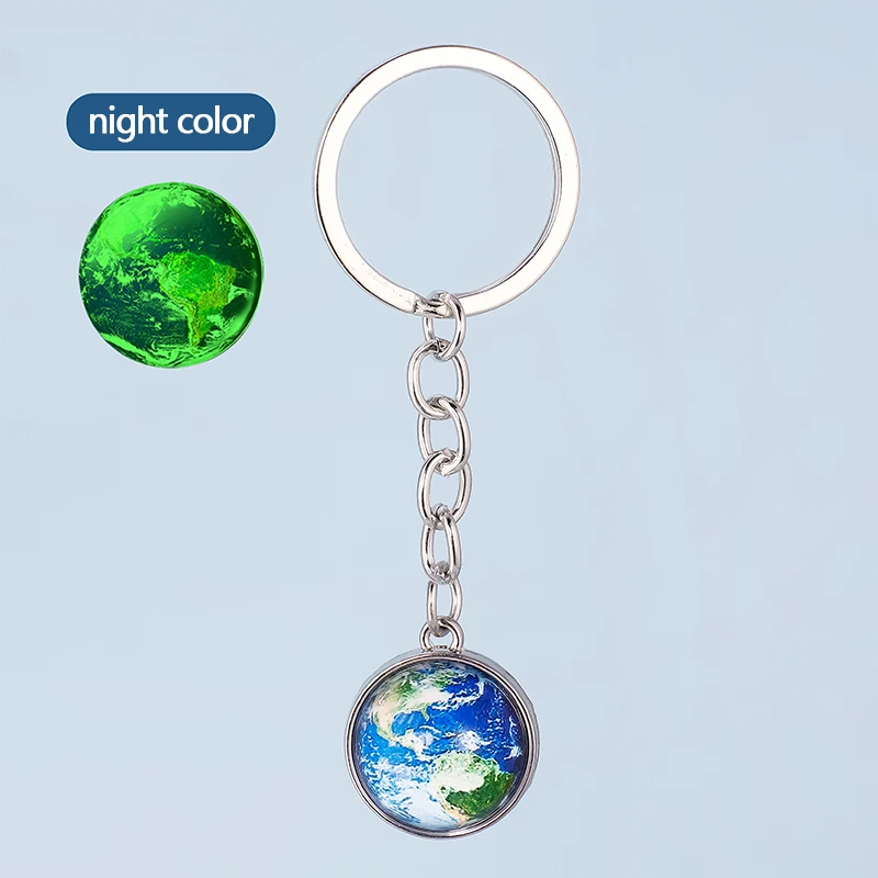 

Glow In The Dark Solar System Planet Keyring Galaxy Nebula Luminous Keychain Moon Earth Sun Double Side Glass Ball Key Chain