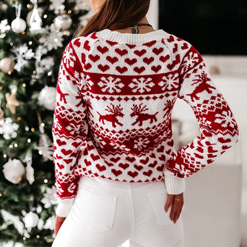 

Gtpdpllt 2020 Fashion Christmas Sweater Women Autumn Winter Long Sleeve Knitted Jumper Casual Red Pullover Oversized Top