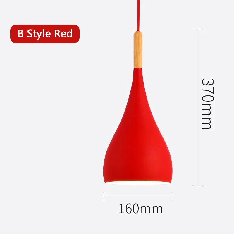 B Style red Подвесной светильник в скандинавском стиле, современный светодиодный подвесной светильник E27, подвесной светильник для кухни, гостиной, бара, ресторана, спальни, подвесной светильник, абажур - Цвет корпуса: B Style red