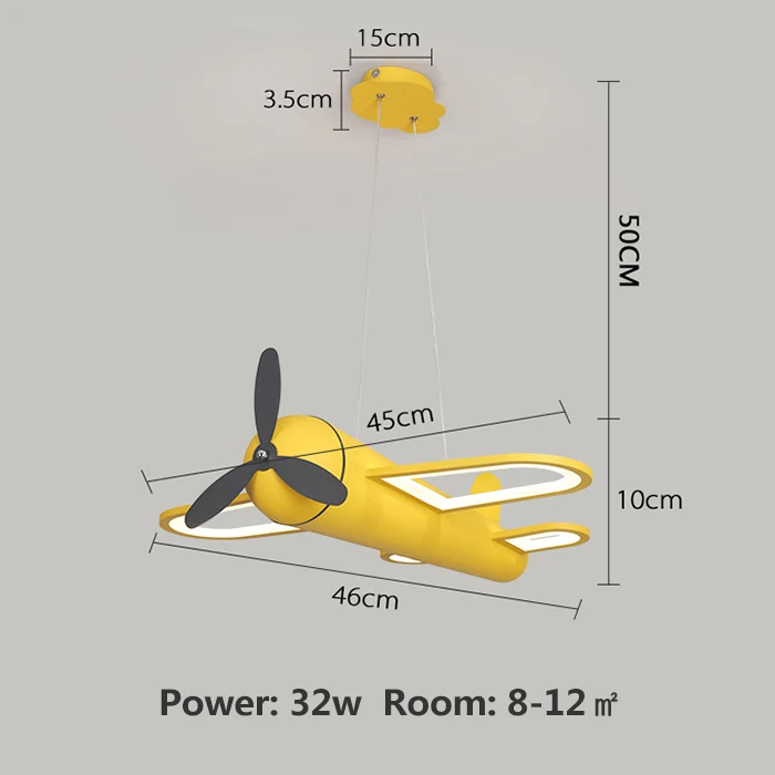 yellow L46xW45CM Дизайн лампа с самолетом креативная светодиодная Люстра для детской комнаты детская спальня современная люстра домашнее украшение подвесной светильник - Цвет абажура: yellow L46xW45CM