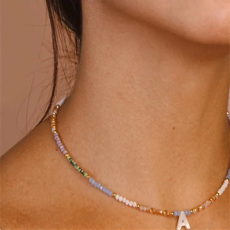 Ожерелье из ракушек и надписей 2 мм с кристаллами новинка 2022 ювелирные изделия