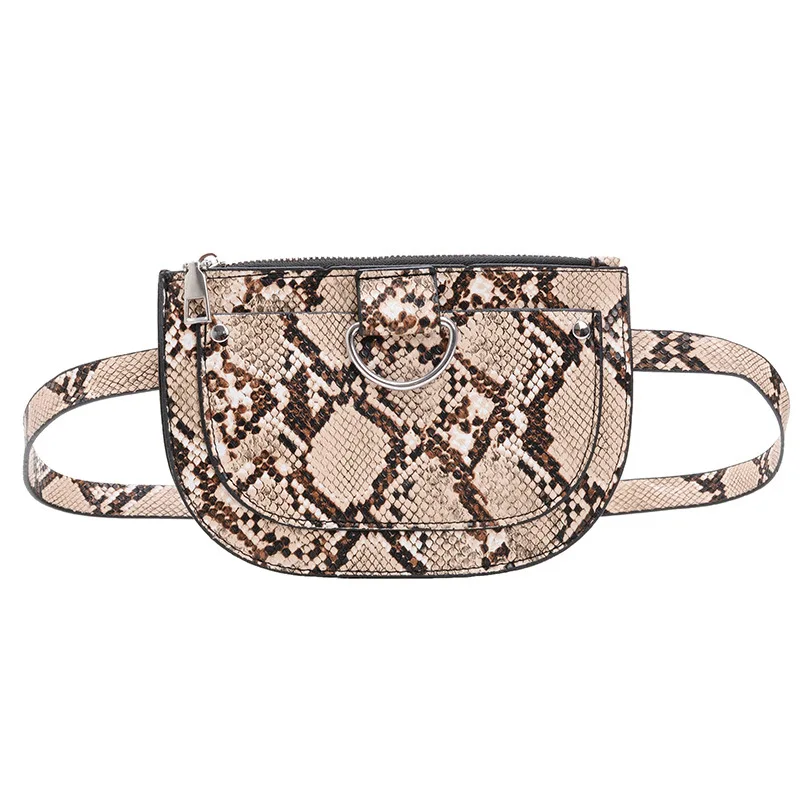 Женская поясная сумка с змеиным узором из искусственной кожи модная женская