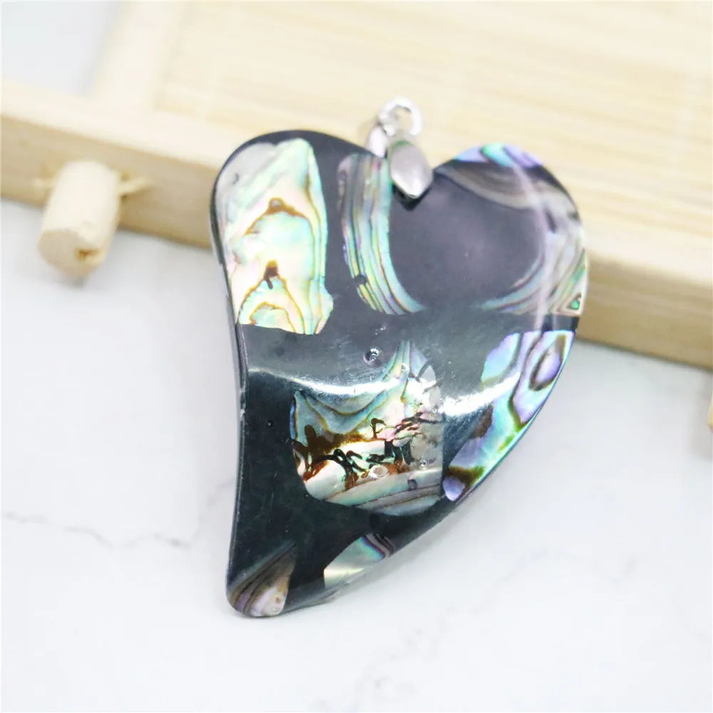 

32X44mm Irregular Heart Natural Abalone Seashells Sea Shells Pendant Alloy Women Girl DIY Fashion Jewelry Making Design