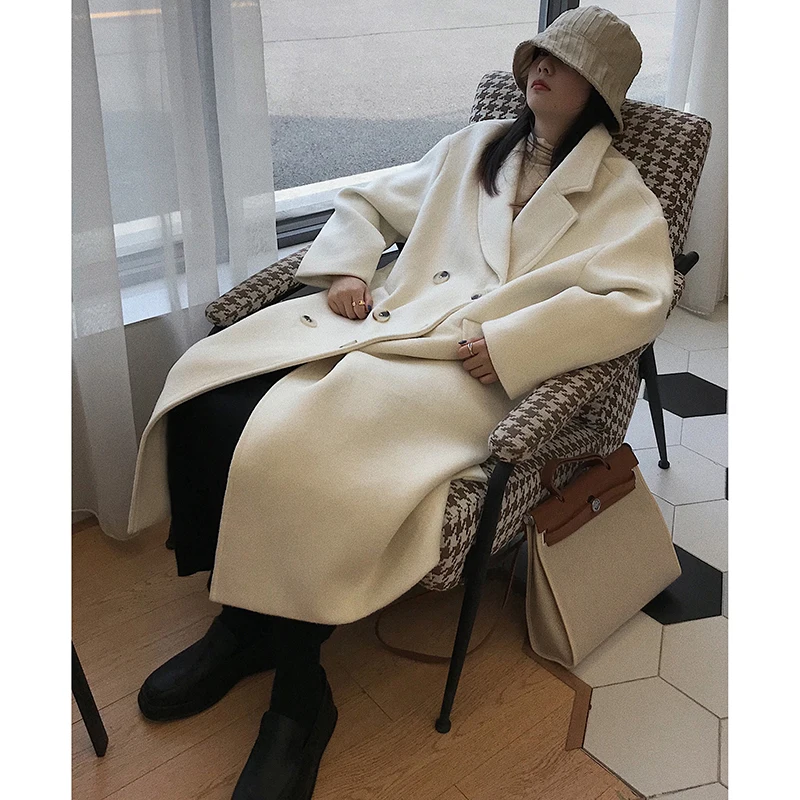 2019 осень/зима новая Корейская версия свободного шерстяного пальто женское в