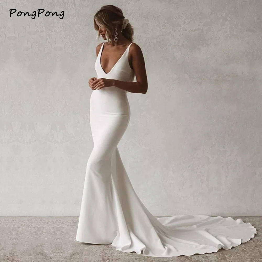 

Сексуальные длинные белые модные свадебные платья с глубоким V-образным вырезом в стиле бохо, изготовленные на заказ пляжные свадебные плат...