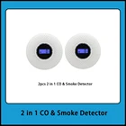Детектор углекислого газа с ЖК-дисплеем, датчик сигнализации, чувствительный детектор дыма, инструмент для контроля пожарной безопасности, 2 шт.