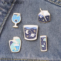 ocean space enamel pin moon star planet sea wave brooches romantic badges backpack caps decor gift for women men jewelry