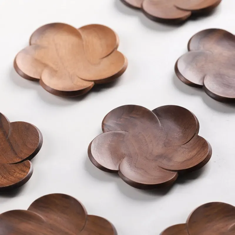 

Norbi Wood Coaster Cup Mat Solid Wood Flower Petal Heat Resistant Drink Mat Kungfu Tea Cup Pad Non-slip Insulation Mat