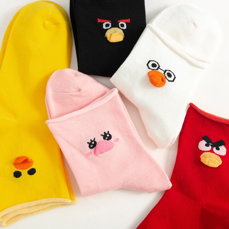 Женские носки зимние Забавные милые Kawaii с объемными птицами в стиле хип хоп