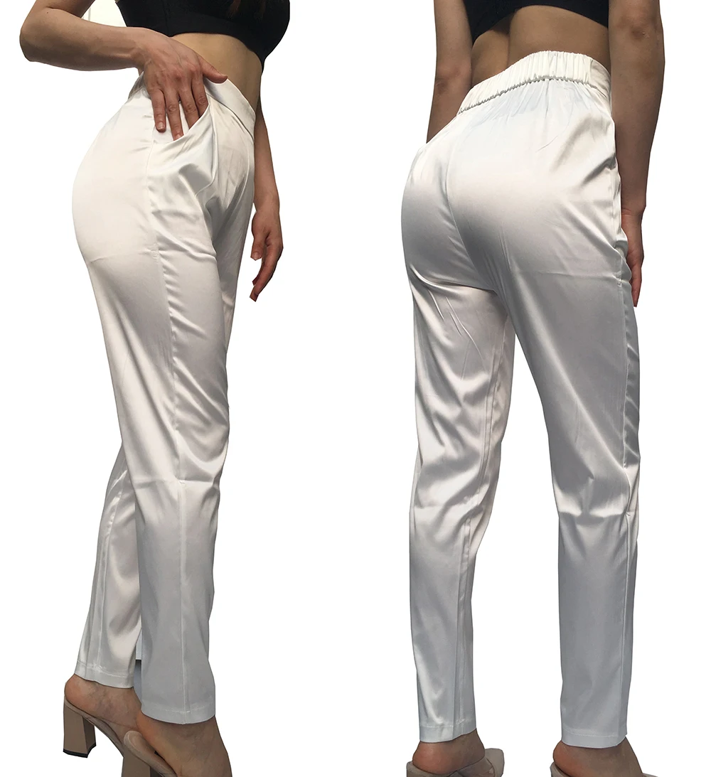 Женские брюки 2020 атласное шелковое платье повседневные плиссированные шаровары