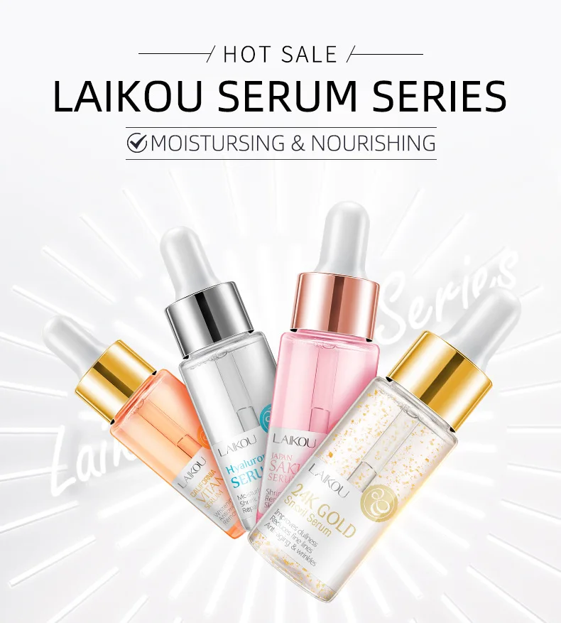 Laikou Sakura 24K Gold VC лица сывороточная Гиалуроновая кислота сужает поры антивозрастной увлажняющая Очищающая лица Эфирное масло для ухода за кожей