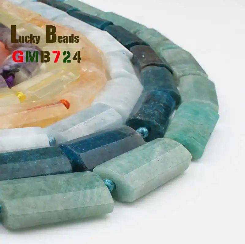 

14*28mm Natural Agates Amazonite Aquamarines Apatite Rectangle Beads For Jewelry Making DIY Bracelet Ear Studs Accessories 15''