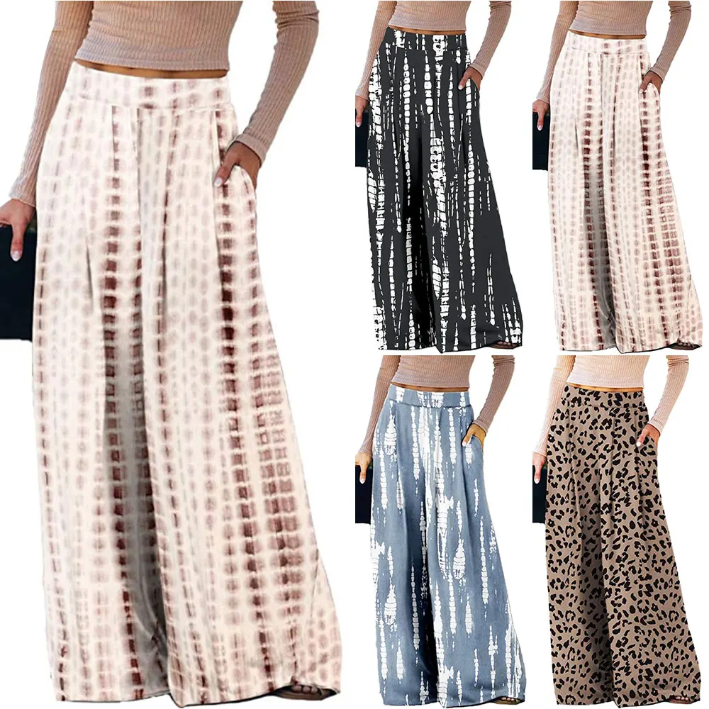 

Wide Leg Pants Women Loose Straight Elastic Waist Pants Women Clothing Mujer Pantalones Casual Sports Pants