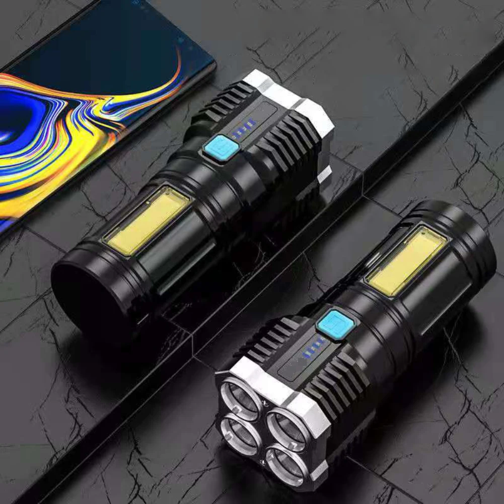 

Four Core Strong Light LED Flashlight Strong Light Rechargeable Mini Portable Outdoor Multi-function Spotlight Flashlight