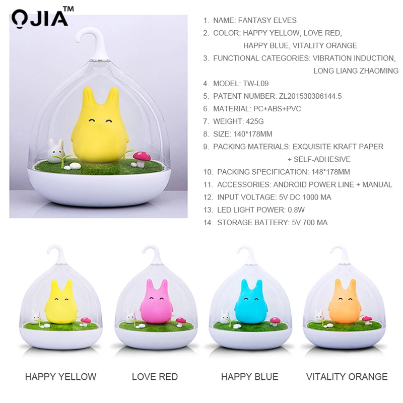 Ночник Asign в стиле Totoro USB портативный светодиодный ночник лампа подарок сенсорный