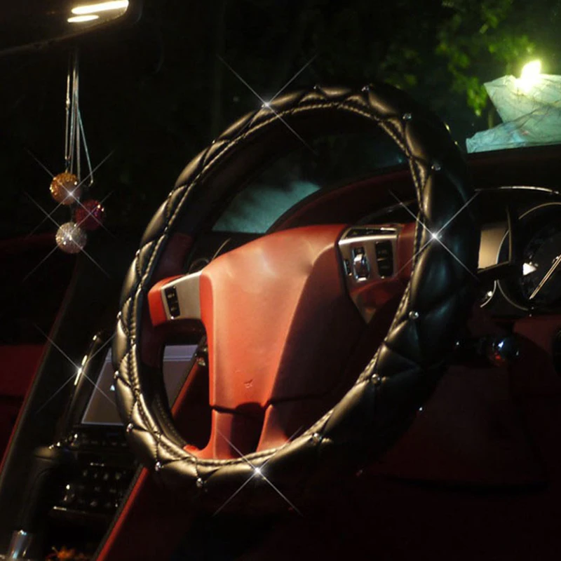 Женский чехол на руль из искусственной кожи с кристаллами автомобильные чехлы