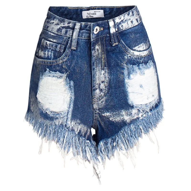 

2020 New Arrival Summer Style Female Fashion Sexy Summer Ripped Hole Loose High Waist Hot Night Club Sexy Denim Shorts