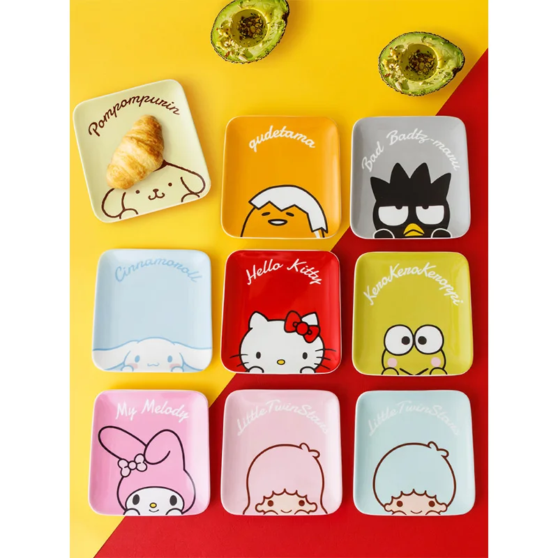 

Sanrioed Hellokittys Gudetama Mymelody Cinnamoroll Littletwinstars Dessert Plate Ceramic Cake Plate Cute Cartoon Flat Plate