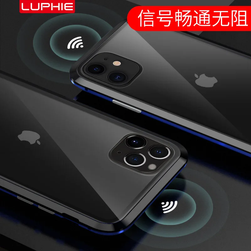 Двойной чехол из закаленного стекла для iPhone 11 Pro Max чехол с металлической рамкой Магнитный противоударный чехол для iPhone 11 Pro Max Shell