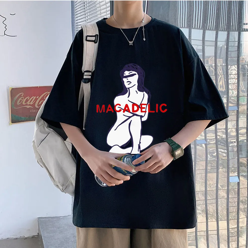 

2021 Summer Shrink Cotton T-shirt Unisex Korean Trend T Shirt Swimming Mac Miller Tshirt Men Personality Short Sleeve Streetwear