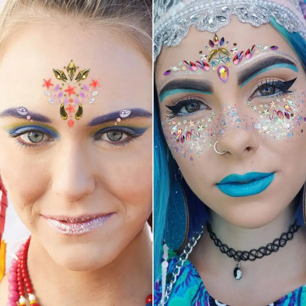 1 компл. Фестиваль Стразы Русалка лицо драгоценность тату-слезы драгоценные