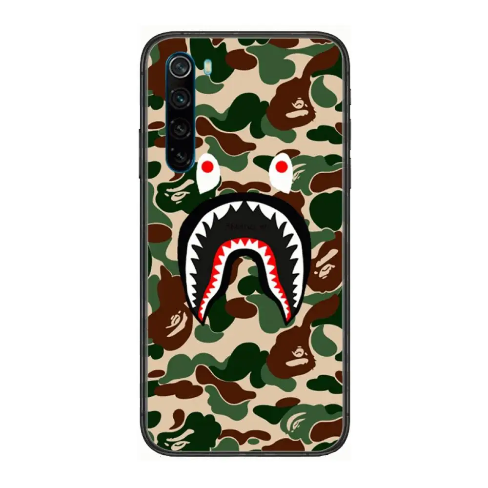 

Luxury sports brand B-bapes cartoon Phone Case For XiaoMi Redmi Note 9S 8 7 6 5 A Pro T Y1 Anime Black Cover Silicone Back Pre