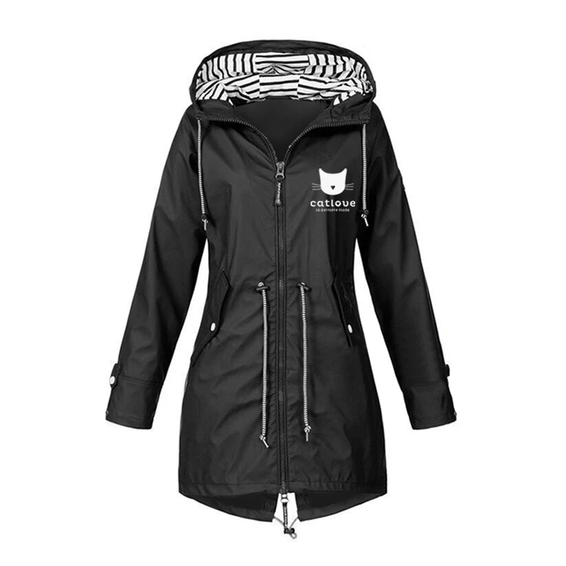 

Autumn And Winter New Cheap Women's Fashion Jacket Waterproof Jacket Outdoor Mountaineering Hoodie Windbreaker Long Raincoat