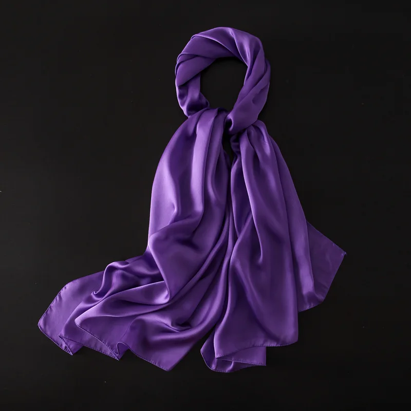 Luxury Brand 2022 100% Silk Scarf Women Large Shawls Pashmina Hijab Foulard Echarpe Design Solid Lady Beach Stole Head Scarves