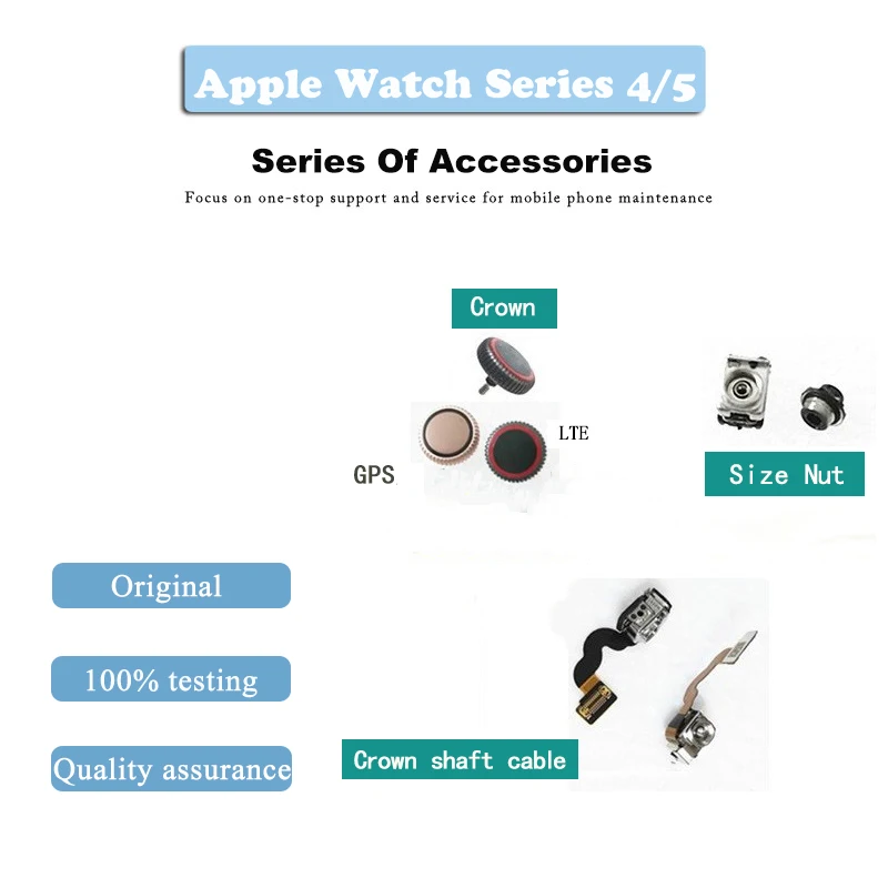 

For Apple Watch Series 4/5/6/SE 40mm 44mm Frame Housing Crown Screw Button Nut Cover Rotating Shaft Cable Black Silver Gold Pink