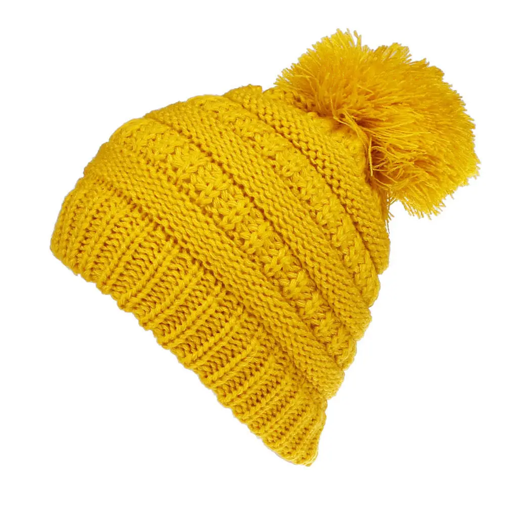 Детские зимние шапки детские теплые вязаные с помпоном вязаная шапка для