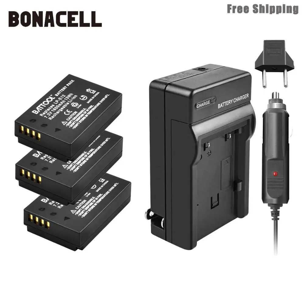 Bonacell 1800 мАч LP-E12 LPE12 LP E12 Аккумулятор для камеры+ зарядное устройство для Canon EOS M10 Kiss X7 Rebel SL1 EOS 100D аккумулятор DSLR L50