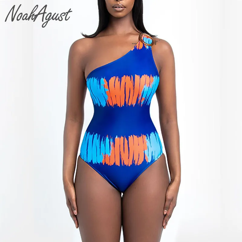 

New African Sexy Bathing Suit Women One Piece Swimsuit 2021 One Shoulder Swimwear Female One Shoulder Bikini Bodysuit Monokini