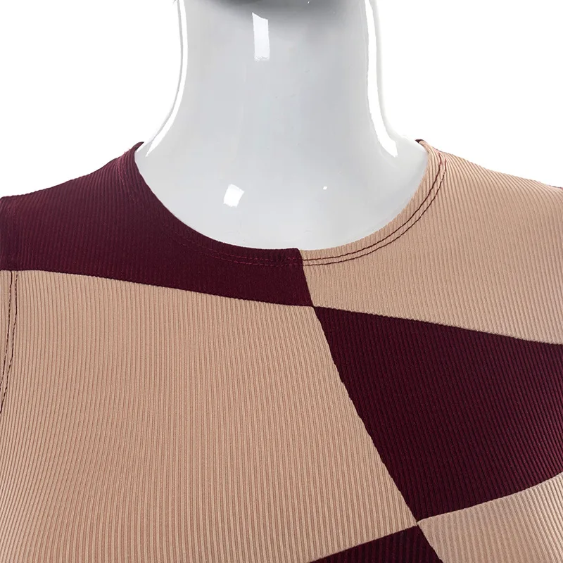 

Indie Y2k Crop Top Women Brown Apricot Contrast Color Block Ribbed Knitted Tank Tops Sexy Summer 2021