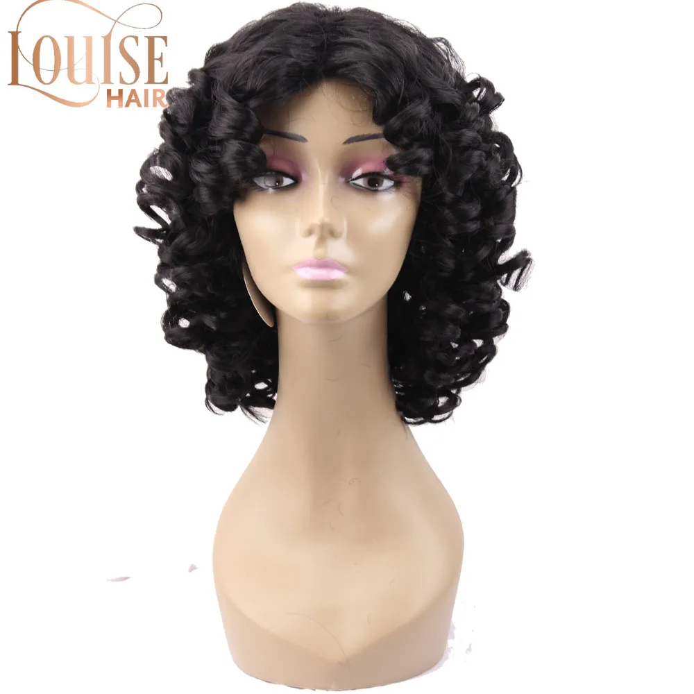 Короткие Свободные Вьющиеся парики Louise Hair для чернокожих женщин синтетические