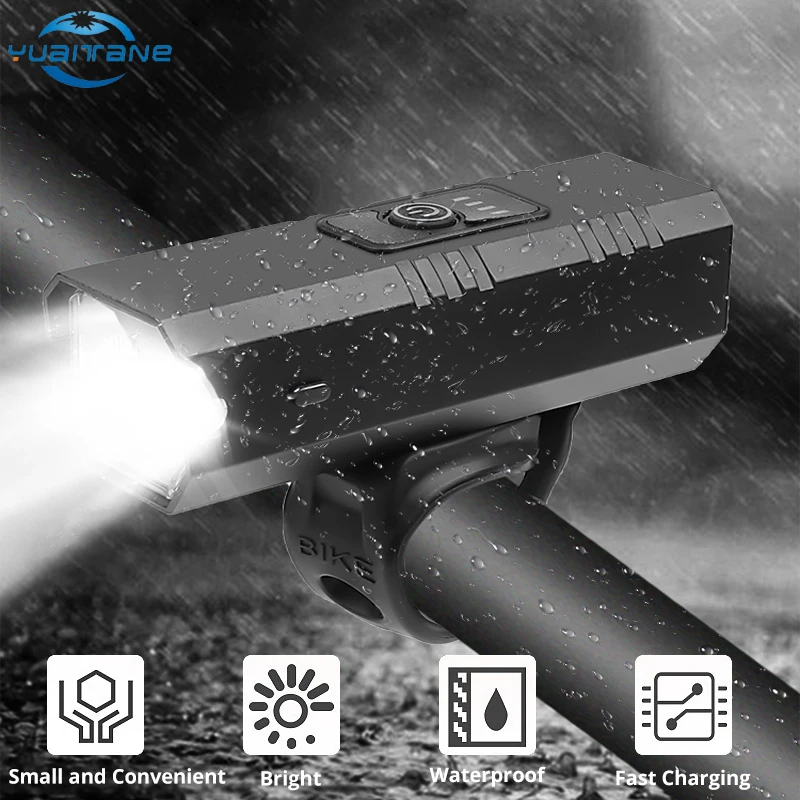 Мощный велосипедный светодиодный фонарь T6 зарядка через USB передний свет для