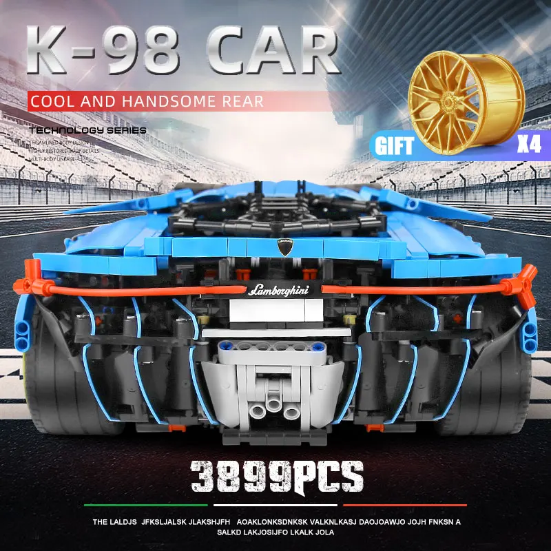 Ешина K98 Techic модель автомобиля Lamborghinisd 1:8 гиперкар супер гоночный автомобиль MOC 39933