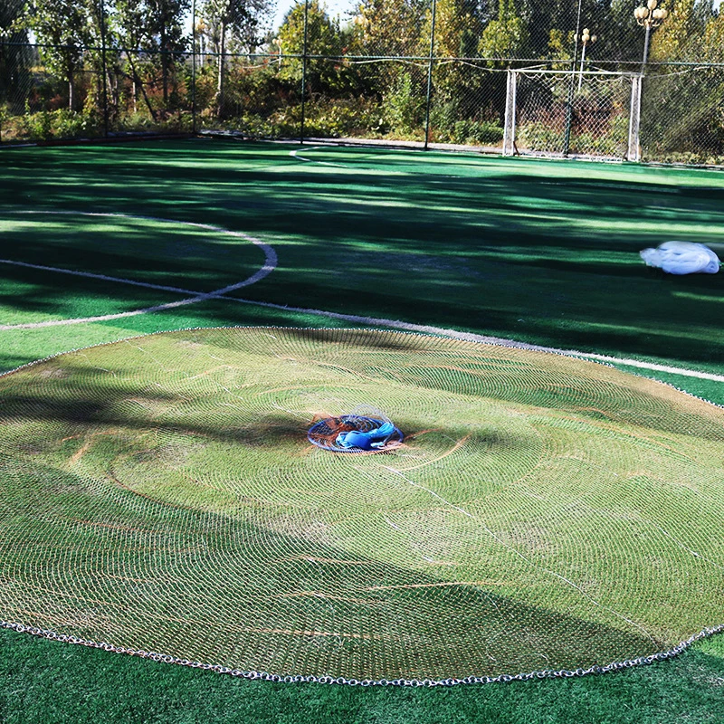 

4.2M-7.2M Fishing Net Upgraded Korean Small Mesh Hole Steel Chain Sinkers Hand Cast Net Easy Throw Fishing Net Fishing Tools