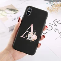 custom rose gold flower initials alphabet a z phone case cover for iphone xs x xr 11 13 pro max 8 8plus x 12 7plus soft silicone