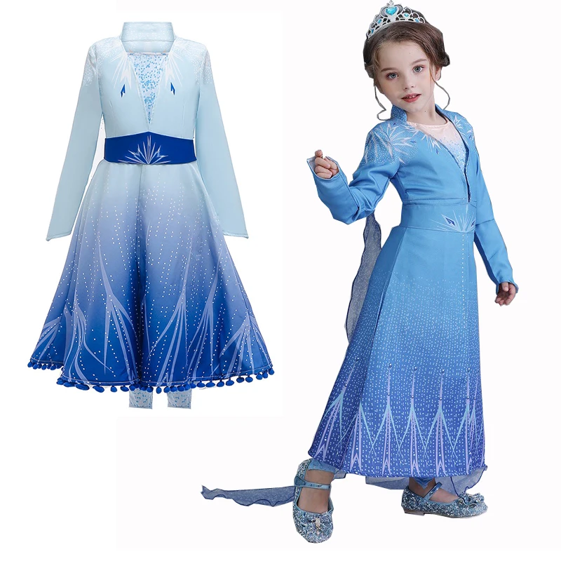 Новинка Платье Анны и Эльзы 2 шт. Бандажное платье для маленьких девочек