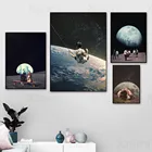 Абстрактная Вселенная, земля, луна, звездное искусство, холст, живопись, сюрреализм, галактика, космос, ретро постер, картина, украшение для дома, гостиной