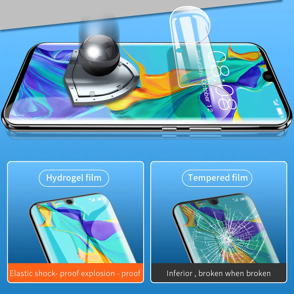 3 1 шт. защитная Гидрогелевая пленка 100D для Huawei P10 Lite P20 P30 Pro Защита экрана Mate 10 20 30
