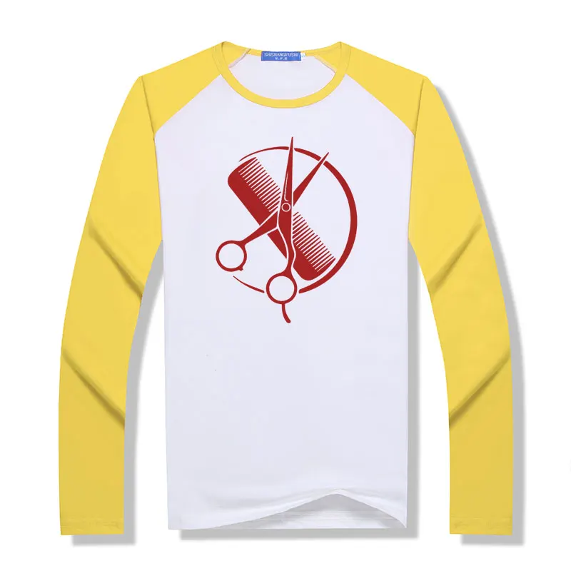 Модальный длинный рукав на заказ Парикмахерская Футболка мужская Geek современная
