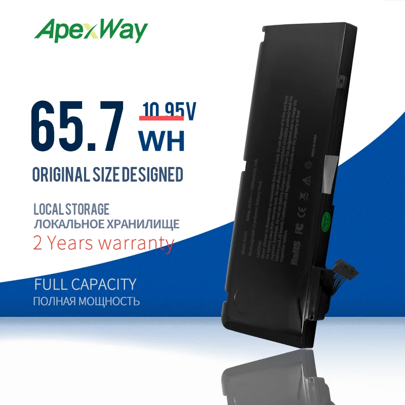 

Apexway A1322 Battery for Apple MacBook Pro 13" A1278 2009 2010 2011 2012 Year MB990/MB991/MC700/MC724 10.95V 65.7Wh